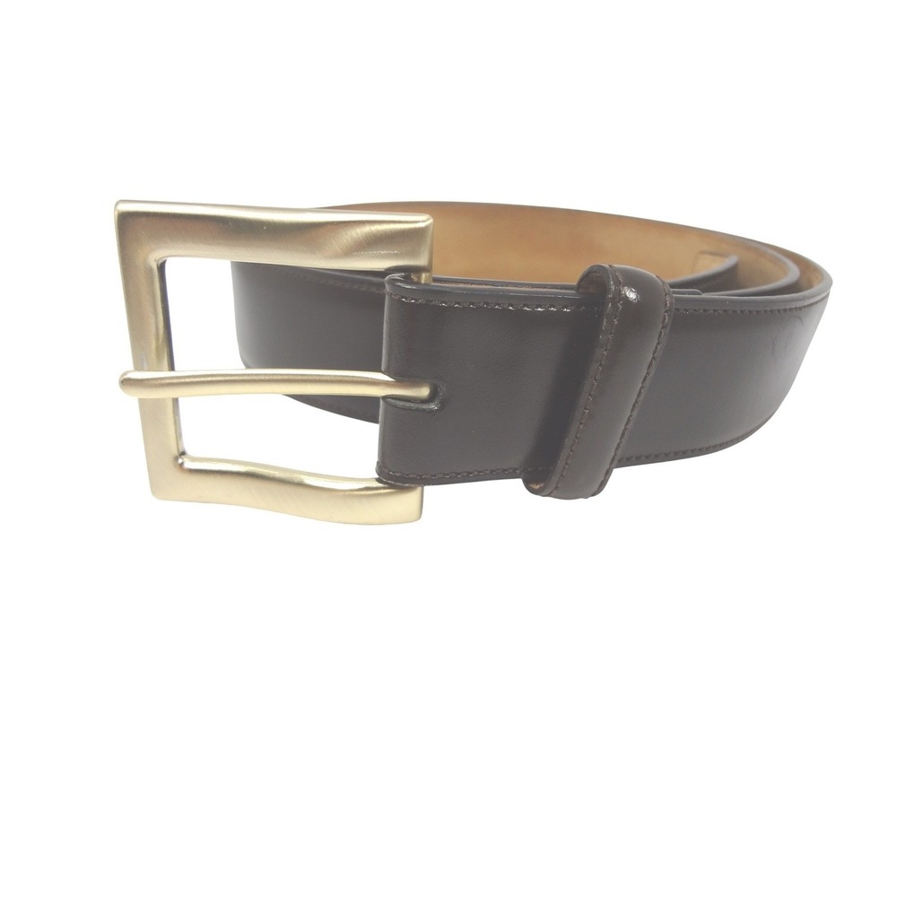 Tumi Mens Dark Brown Leather Belt Classic‎ Brass Buckle Dress Casual Sz. 38